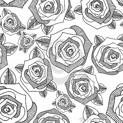 Roses. Hand drawing. Vector seamless background Vector Illustration