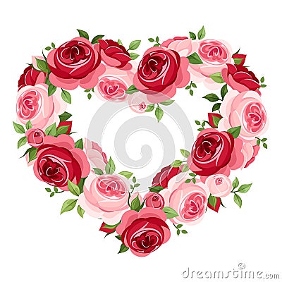 Roses heart frame. Vector Illustration