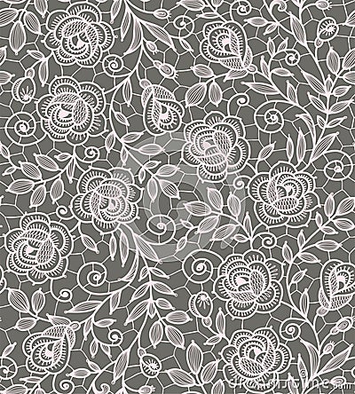 Roses lace seamless pattern. Vector Illustration