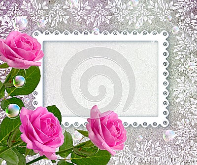 Roses and openwork frame Stock Photo