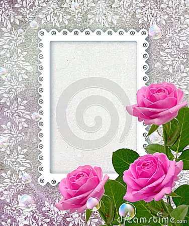 Roses and openwork frame Stock Photo