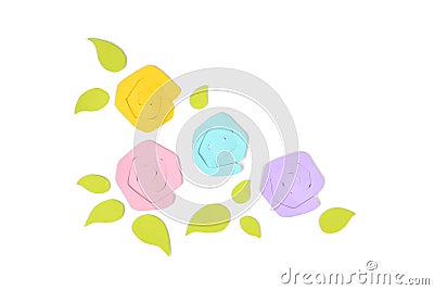 Roses paper cut on white background Stock Photo