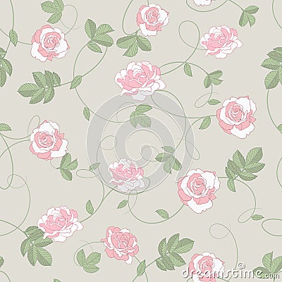 Roses seamless background Vector Illustration