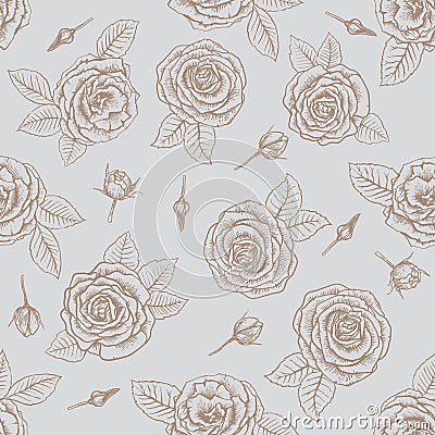 Roses. seamless background Vector Illustration