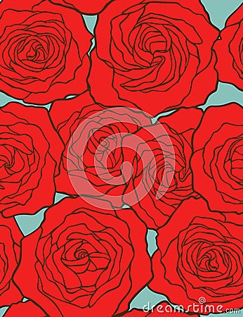 Roses. Seamless vector background. Vector Illustration