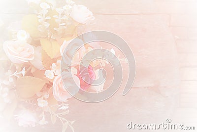 Roses soft blur background in vintage pastel tones. Stock Photo