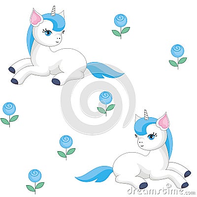 Roses and unicorns Vector Illustration