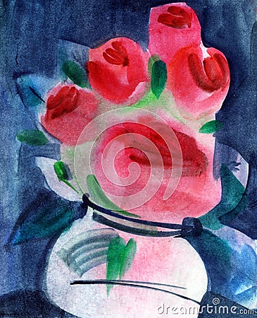 Roses in vase Stock Photo