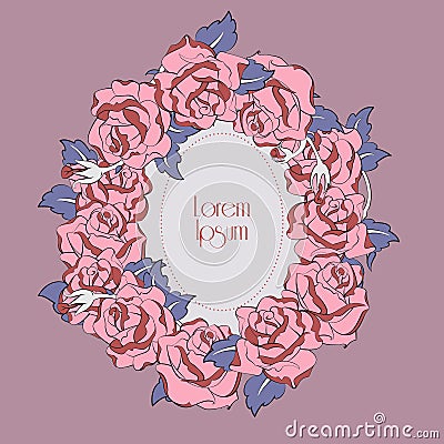 Roses wedding card theme Vector Illustration