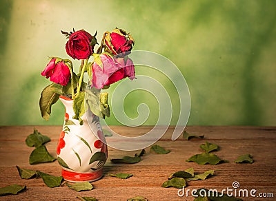 Roses wilt love lost. Stock Photo