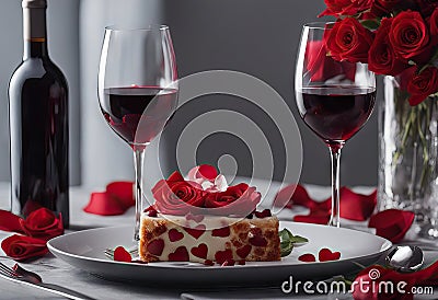roses wine red Close background nner romantic format gray gift Vertical Stock Photo