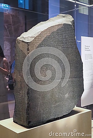 Rosetta Stone at British Museum in London Editorial Stock Photo