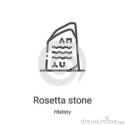 rosetta stone icon vector from history collection. Thin line rosetta stone outline icon vector illustration. Linear symbol for use Vector Illustration