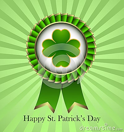 St. Patricks Day Rosette Ribbon Vector Illustration