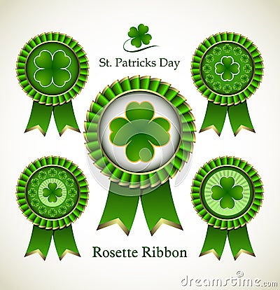 St. Patricks Day Rosette Ribbon Vector Illustration