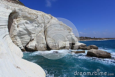 Rosh Hanikra White Cliffs & Grotto in Israel Stock Photo