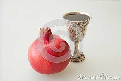 Rosh hashana Kiddush cup pomegranate Stock Photo