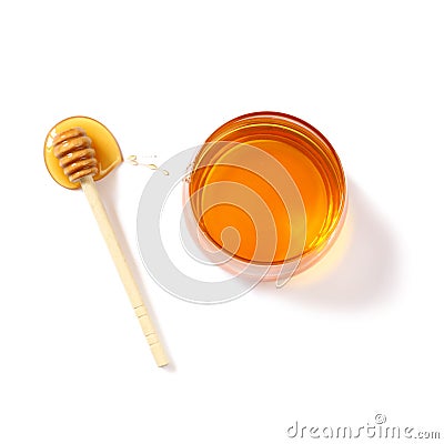 Rosh hashanah (jewesh holiday) concept - top view of honey on white. traditional holiday symbols. Stock Photo