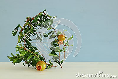 Rosh hashanah & x28;jewesh New Year holiday& x29; concept - pomegranate. Traditional symbol Stock Photo