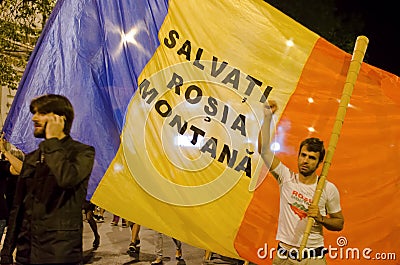 Rosia Montana Protest in Bucharest,Romania - 08 September(5) Editorial Stock Photo