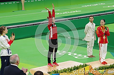 Rosie MacLennan, a Canadian trampoline gymnast in Rio2016 Editorial Stock Photo