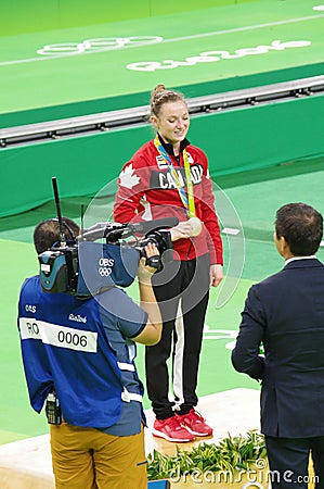 Rosie MacLennan, a Canadian trampoline gymnast in Rio2016 Editorial Stock Photo