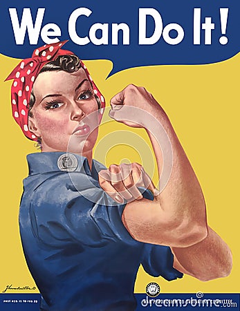 Rosie the Riveter american media icon associated with female defense workers during World War II. A symbol for women in the workfo Editorial Stock Photo
