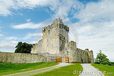 Ross Castle, 15th-century tower house and keep on the edge of Lough Leane, in Killarney National Park, County Kerry, Ireland Stock Photo