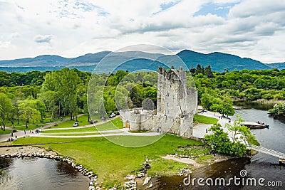 Ross Castle, 15th-century tower house and keep on the edge of Lough Leane, in Killarney National Park, County Kerry, Ireland Stock Photo