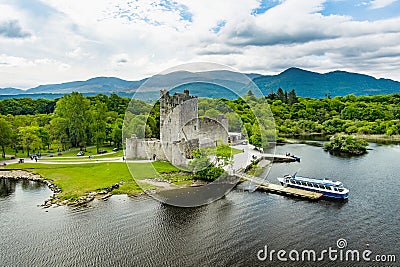 Ross Castle, 15th-century tower house and keep on the edge of Lough Leane, in Killarney National Park, County Kerry, Ireland Stock Photo