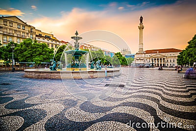 Rossio Square of Lisbon Stock Photo