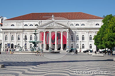 Rossio Square in Lisbon Editorial Stock Photo