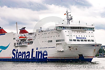 Rostock, Germany - August 2016: Stena Line ferry in the harbour of Warnemuende Editorial Stock Photo