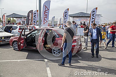 Rostov-on-Don, Russia, AutoShow on auto sound in Rostov-on-Don, racing, bikes, tuning, sub-buffers, free Editorial Stock Photo