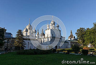 The view of Rostov Kremlin in the evening. Editorial Stock Photo