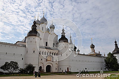 Rostov Veliky, RUSSIA - AUGUST 26, 2015: View of the Church of the Resurrection from Cathedral Square. Golden Ring of Editorial Stock Photo