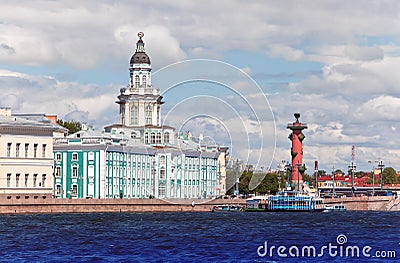 Rostral column and cabinet of curiosities.Russia. Petersburg. Stock Photo