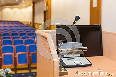 Rostrum in conference hall Stock Photo