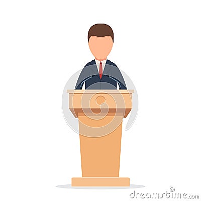 Rostrum with speaker Vector Illustration