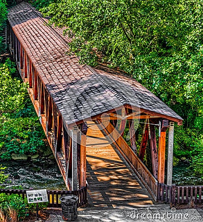 Roswell Mill Covered Bridge Stock Photo