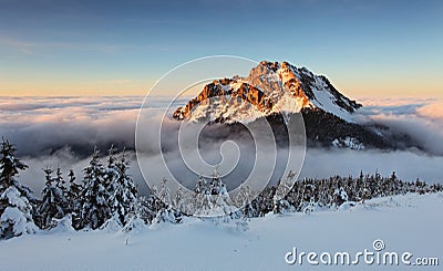 Roszutec peak in sunset - Slovakia mountain Fatra Stock Photo