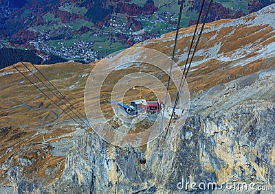 The Rotair cable car on Mt. Titlis in Switzerland Editorial Stock Photo