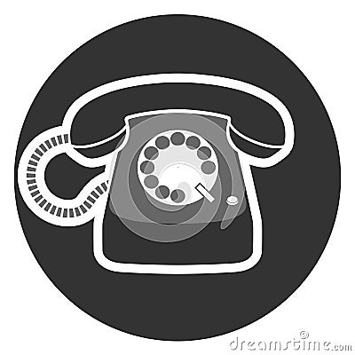 Rotary dial operated telephone icon or symbol Vector Illustration