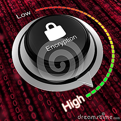 Rotary knob increase encryption cybersecurity concept Cartoon Illustration