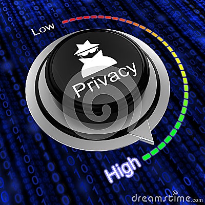 Rotary knob increase privacy cybersecurity concept Cartoon Illustration