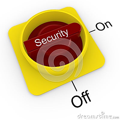 Rotary knob with the word security in red Cartoon Illustration