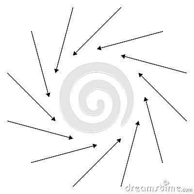 Rotate circular, radial arrows for cycle, iteration concepts. Concentric pointers for process, procedure, repetition themes. Vector Illustration