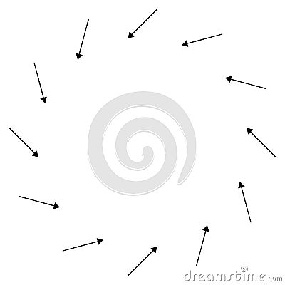 Rotate circular, radial arrows for cycle, iteration concepts. Concentric pointers for process, procedure, repetition themes. Vector Illustration