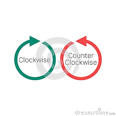 Rotate clockwise and rotate counterclockwise arrows. Stock vector illustration isolated on white background Cartoon Illustration
