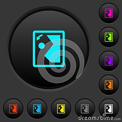 Rotate image left dark push buttons with color icons Stock Photo